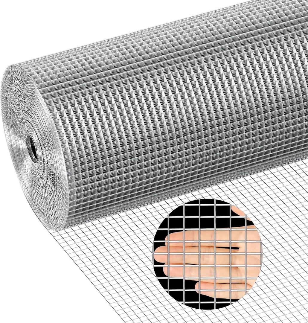 Stainless Steel Welded Wire Mesh, 1/4 inch Hardware Cloth, 22 Gauge Chicken Wire Fence Mesh Cage Poultry Garden Plant Support Containment Fence(15.7in9.6ft)
