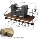 Alsonerbay Floating Shelf Wall-Mounted, Coffee Bar Shelf with Hooks and Towel Bar, Kitchen Shelves for Organizing Cooking Utensils and Mugs