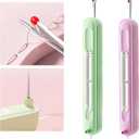 Upgraded 2 in 1 Automatic Needle Threaders Seam Ripper,Quilting Supplies Sewing Kit,Quick Sewing Machine Loop Needle Threaders (2PCS-Purple,Green)