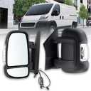 Left Driver Side Mirror Compatible with 2014-2026 Ram Promaster 1500/2500/3500 with Temperature Sensor turn signal light manual folding Without Power glass Replace#CH1320417 5VE99JXWAB(2+2Pins)