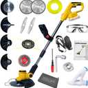 Electric Weed Wacker Cordless for Dewalt 20 V Battery, 4-in-1 Battery-Powered Mower, Lightweight Cordless Weeder for Lawn, Yard and Brush Mowing (Battery Free, Yellow)