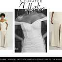 David's Bridal The Edit Studio Soft White Corset Bodice Lace Off The Shoulder A Line Wedding Dress with Side Slit, Bridal Gown with Flattering A Line Silhouette for Ceremonies and Reception - 2X