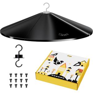 iBorn Bird Feeder Squirrel Guard, Chew-Proof PC Oversize Squirrel Baffle Defender for Hanging, Bird Feeder for Outdoors Protector, 19.5 Inch, Pack of 1, Black