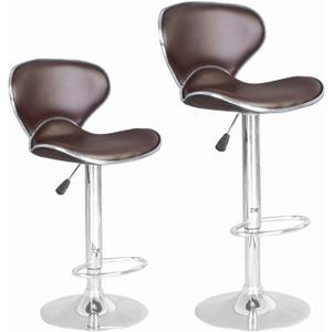 BestOffice Bar Stools Set of 2, Counter Height Adjustable Bar Stools with Back Bar Stool PU Leather Swivel Bar Stool Kitchen Counter Bar Stools Dining Chairs (Brown)