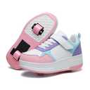 HSQ Shoes with Wheels for Girls Boys Kids Detachable Wheeled 2 in 1 Roller Skating Shoes Fashion Wheelies Sneake Purple Pink White Size Little Kid 3, no wheels