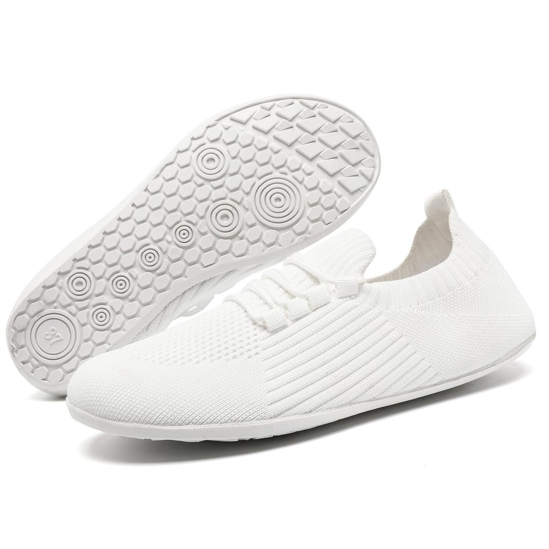 YOSFDC Summer Slippers for Women Barefoot Zero Drop Shoes Women Outdoor Walking Tennis Slip On Workout Sports Running Shoes Casual Breathable Soft House Sneakers for Women,White Size 8.5