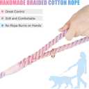 Dog Leash 6 FT Handmade Braided Cotton Rope Leashes for Small Medium and Large Dogs, New Golden Heavy Duty Metal Clasp, Colorful Macaron