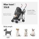 TerraPede 10lbs Ultra-Lightweight Pet Stroller - Compact Folding Umbrella Stroller with Durable Shoulder Strap, 3-Compartment Organizer & Cup Holder - Portable Dog Cat Travel Carriage, Dark Gray