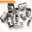 2PCS Hex Stainless Steel Nipple 3/8"NPT Male X 3/8" NPT Male Pipe Fitting 3/8 inch Stainless Steel Pipe Nipples Male Pipe Adapter Fittings Heavy Equal Nipples Connectors