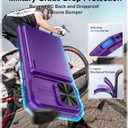 BXYJY for iPhone 16 Wallet Case with Camera Cover, Built-in Card Holder (4-5 Cards), RFID Blocking, Military Grade Protection, Heavy Duty Women Men Protective Phone Case for iPhone 16, Dark Purple