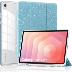 2 x DJ&RPPQ Case for Samsung Galaxy Tab S11 5G 11 Inch 2025 Model (SM-X730/X736B) with Pencil Holder-[Auto Wake/Sleep] Dual Angle Lightweight Trifold Stand Slim Folding Stand Cover - Blue