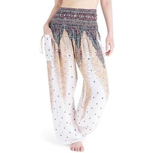 Lannaclothesdesign Women's Smocked Waist Boho Flowy Yoga Harem Pants Hippie Clothes, XL Lannaclothesdesign Women's Smocked Waist Boho Flowy Yoga Harem Pants Hippie Clothes, XL