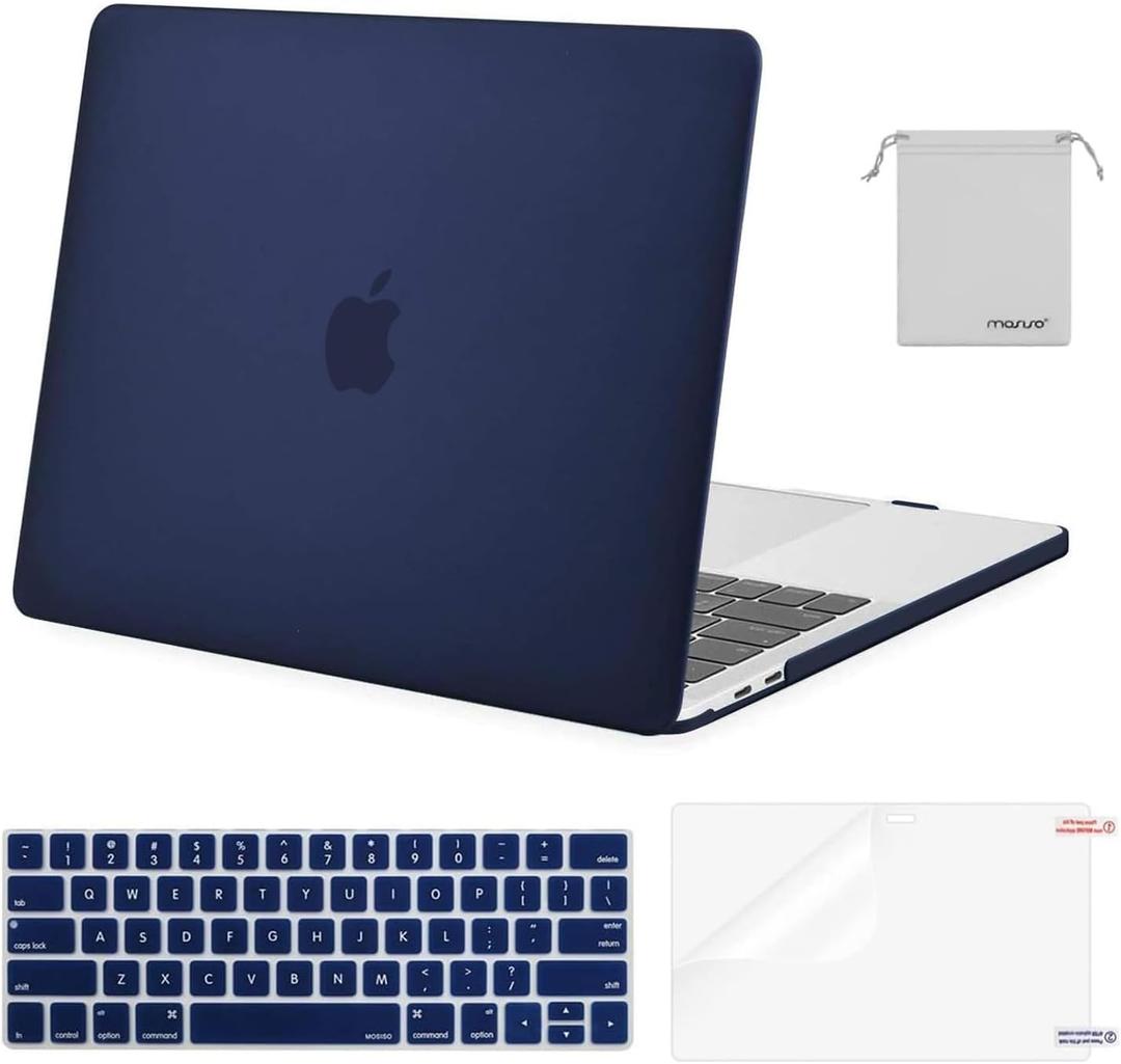 MOSISO Compatible with MacBook Pro 13 inch Case M2 2026 2025 2024 2023 2022-2016 A2338 M1 A2251 A2289 A2159 A1989 A1708 A1706, Plastic Hard Shell&Keyboard Cover&Screen Film&Storage Bag, Navy Blue