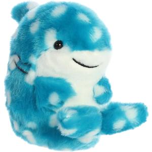 Aurora Round Rolly Pet Willa Whale Shark Stuffed Animal - Adorable Companions - On-The-Go Fun - Blue 5 Inches