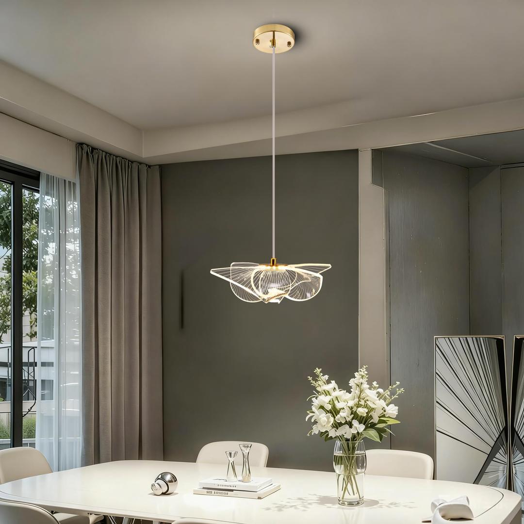 GLW High Ceiling Chandelier for Entrance 12-Lights LED Hanging Pendant Light for Foyer Enterway Staircase Villas