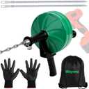 Wayona Drain Snake 50 FT, Plumbing Snake for Sink Snake Drain Clog Remover, Drain Snake with Drill Attachment with Bag Gloves Cleaning Brush, Manual or Powered Used, Not Automatic(50 FT - 1/4 inch)