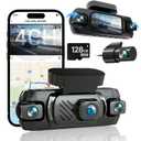 4K 4 Channel Dash Cam Front and Rear with Cabin, 4K+1080P+1080P Dash Camera for Cars, Free 128GB Card Included, Dash Cam with Night Vision, WiFi, GPS, APP Control, Parking Monitor, Loop Recording