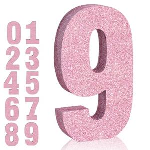 TONIFUL 7.8 Inch Pink Glitter Number 9 Table Centerpiece 0-9 Pink Birthday Party Decorations,Digit 9 for Birthday,Chrismas,Graduation,Bridal Shower,Valentine's Day,Anniversary Party Supplies