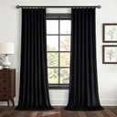 96 Inches Long Black Velvet Blackout Curtains 2 Panels Super Soft Velvet Luxury Thermal Insulated Light Blocking Privacy Pinch Pleated Curtain Drapes with Hooks for Living Room Bedroom,96 Inch Length
