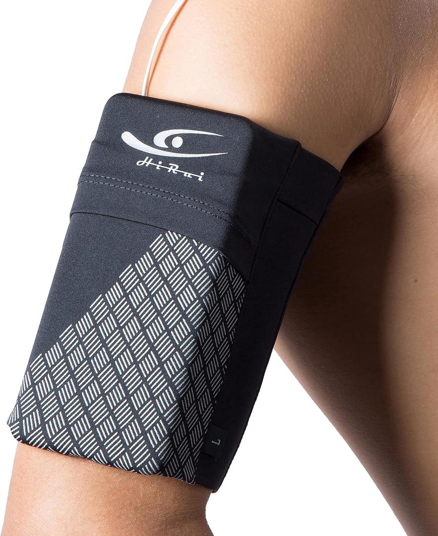 HiRui Universal Sports Armband Cell Phone Armband Sleeves Running Armband for Exercise Workout, Compatible with iPhone 16/16Plus/Pro/15/15Plus/14/13 Samsung Galaxy All Phones (Medium, Black)