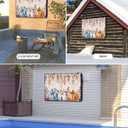 Thanskgiving Pumpkin Outdoor TV Cover for 60-65 Inch Outside Flat Screen,Fall Retro Eucalyptus Leaf 600D Thick Waterproof Weatherproof Outdoor TV Screen Protector with Zipper (58x37x4.5in-(148x94x12cm), Orange Blue White)