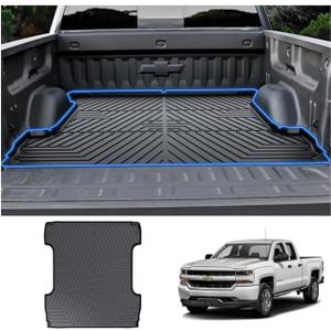T TGBROS Truck Bed Mat for for Chevrolet Silverado 1500 /GMC Sierra 1500 2014-2018 All Weather Rear Bed Liner TPE Trunk Bed Liner for Silverado Accessories(Crew Cab 5'7" Short Bed)