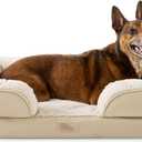 Town & Country Everyday CuddleTown Comfy Solid Bolster Sofa Pet Bed, Supportive & Calming Egg Crate Foam, Non-Slip Bottom, Machine Washable Cover, Beige, Large 35"x25"x8"
