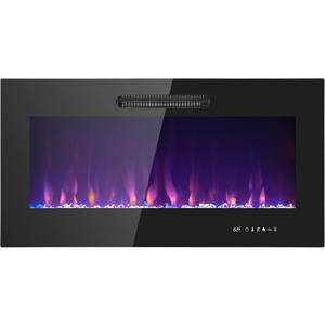 Prominence Home LED Slim Design Electric Fireplace Insert and Wall Mounted Fireplace with 1500 Watt Heater, Log & Crystal Ember Options, Adjustable Realistic Flame and Remote Control, (36 Inch)