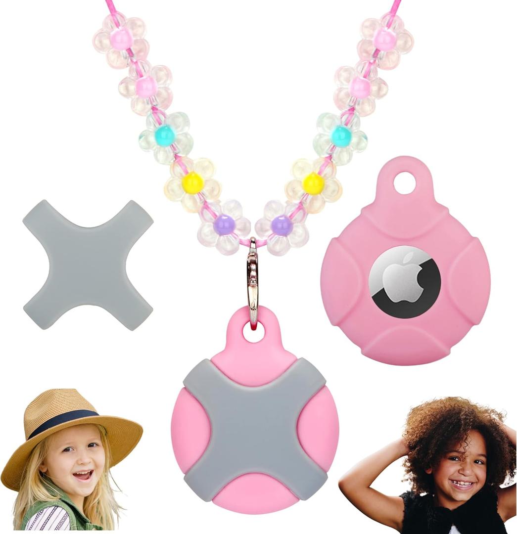 Airtags Holder Airtags Necklace Kid Adult, Airtags Kids Hidden | Adjustable Air Tag Necklace Kids, Adults | Waterproof Airtags Case (Blossom)
