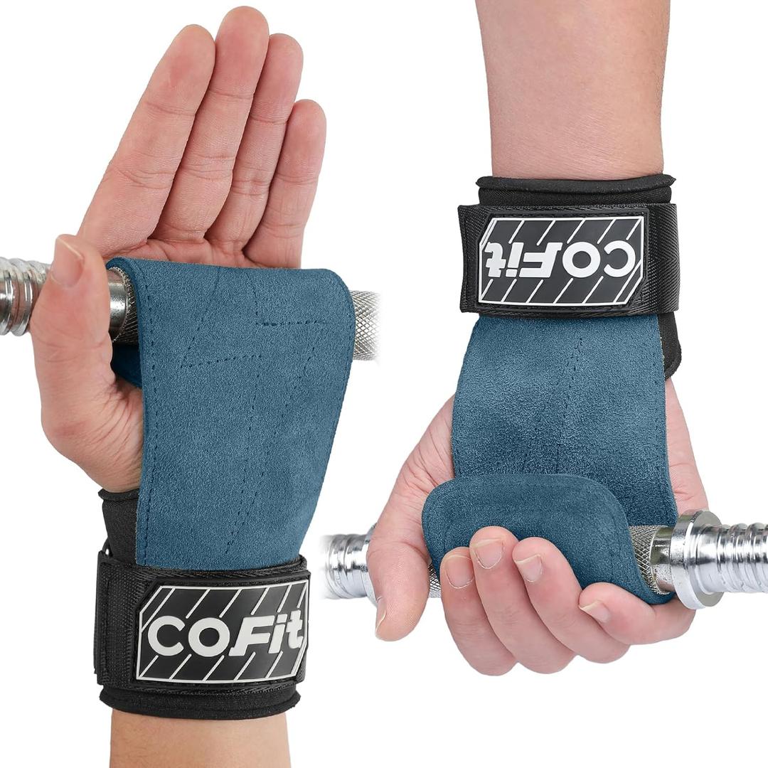 COFIT Wrist Straps for Weightlifting, Workout Wrist Wraps with Dual-Layer Oxford Leather, Enhanced Grip for Optimal Hand and Wrist Protection, Gym Lifting Straps for Deadlift and Powerlifting (Standard size (palm length over 7in), 05. Blue)