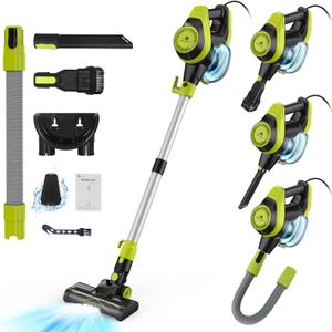 Intercleaner 23Ft Corded Vacuum Cleaner, 20KPa Powerful Suction 2 Operation Mode Stick, 19''-30'' Adjustable Tube 8-in-1 Handheld Vac for Hard Floors Carpets Pet Hair, Wall Mount Storage