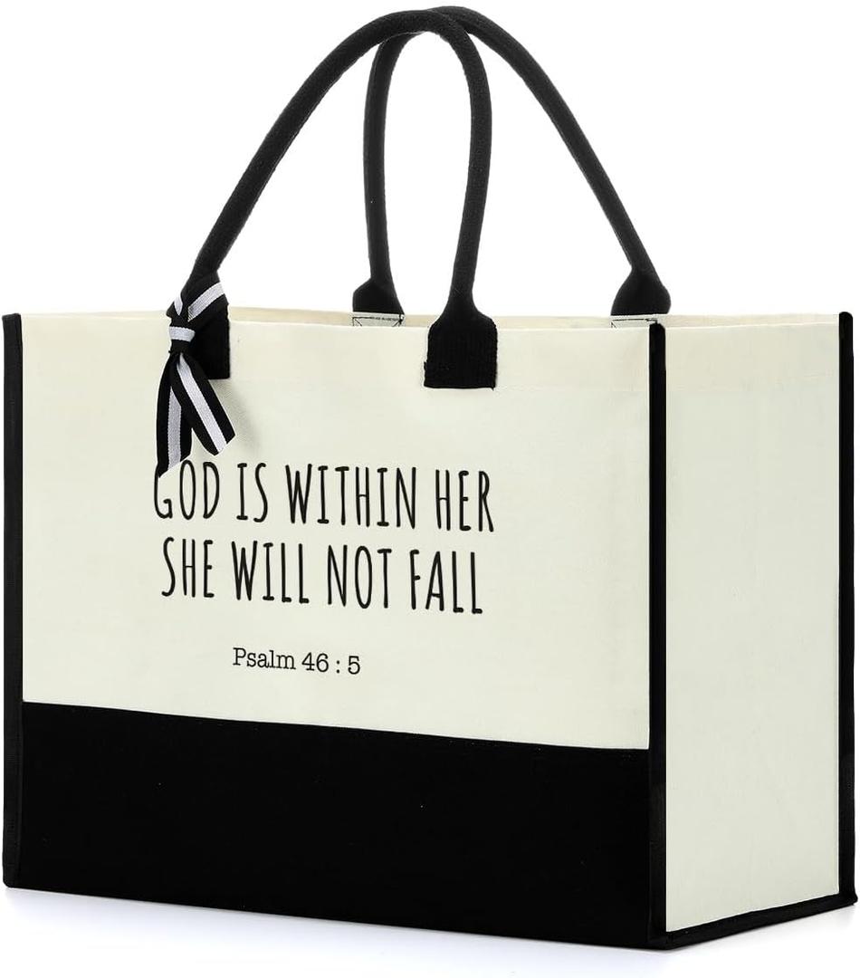FORBIDDEN PAPER Christian Gifts for Women Tote Bag Inspirational Religious Gifts for Her Jesus Decor Shopping Travel Birthday Christmas Mom Sister Friend Coworker Bible Verse Handbag