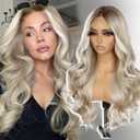 SAPPHIREWIGS 134 Platinum Blonde Lace Front Wigs Synthetic Lace Front Wigs Body Wave Glueless Wigs for Women Heat Resistant Fiber Wig for Daily Party Use 20 inch