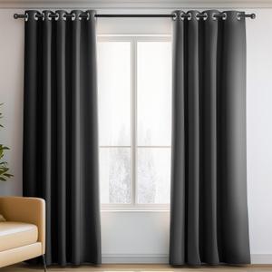 Black Thermal Insulated Blackout Curtains 72 Inch Length for Living Room Bedroom Decor Room Darkening Grommet 34 by 72 Curtains 2 Panels