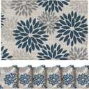 Artoid Mode Floral Vinyl Plistic Placemats Set of 6, Heat Resistant Washable Non-Slip PVC Place Mats for Party Kitchen Dining Decor, Blue Grey (12" x 18", Rectangular 6 Pcs)