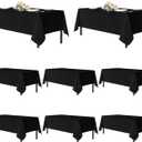 sancua Black Tablecloths for 6 Foot Rectangle Tables, 8 Pack - Washable Polyester Fabric Table Cloth, Reusable Table Covers for Wedding Party, Birthday, Banquet Reception, 54x108 Inch