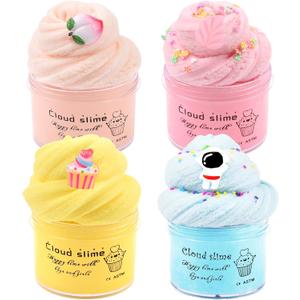 4 Pack Cloud Slime Kit, Soft and Non-Sticky, Girls and Boys DIY Stress Relief Toy, for Kids Party Favor, Birthday Gift