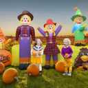 10 FT Thanksgiving Inflatables Fall Outdoor Decorations, Blow Up 4 Scarecrow Family & Hay Bale & Turkey, Built-in 9 LED Lights & Blower, Perfect Thanks Day Autumn Harvest Yard Garden & Lawn Dcor