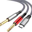 Tisino USB C to 1/4 inch Audio Cable, USB C to Dual TS Mono Cable, 6.35mm TS to Type C Y-Splitter Audio Cable for Smartphone, Tablet, Laptop Link to Amplifier, Mixing Console, Speaker - 3.3 Feet