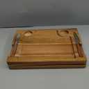 2 PCS Acacia Wooden Steak Board - 15 Inches Steak Cutting Plate Board with Fork, Knife and Ramekins (2 set)