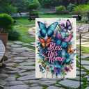 "Bless This Home" Butterfly Garden Flag 12.5x18 Inches - Vibrant Multicolor Decor for Outdoor Welcome Yard Sign