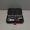 BILITOOLS 17PCS 3/8" & 1/2 Pass Through Socket Set, 2-In-1 Conversion For Standard Ratchet/Pass-Through Ratchet, Pass Thru Go Through Mechanics Tools Set For Hex, Square, E-Torx, Spline