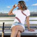 Baseball Shirt Women Baseball Love Graphic Tees Funny Baseball Mom T Shirt Game Day Short Sleeve Tops (White, XL)