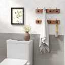 2 Pack Coat Hooks Wall Mount,Wooden Wall Hat Rack with 4 Hooks for Hanging Coat,Bag,Towel(Brown)