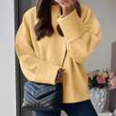 PRETTYGARDEN Women's Fall Oversized Sweaters Casual Crewneck Pullover Long Sleeve Fuzzy Chunky Knit Tops Blouse (Yellow, Large)