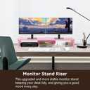 Dual Monitor Stand Riser, Large Computer Monitor Stand for Desk, Monitor Riser for 2 Monitors, Wood Desk Shelf for Top of Desk, Desktop Organizer for Computer, Laptop, Printer, TV, Pink (35.8" Pink)