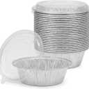 [20 Pack] 5" Disposable Foil Baking Pans with Lids  Round Aluminum Food Containers for Oven Use, Takeout, Storage, and Meal Prep