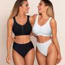 BRABIC Zip Front Closure Everyday Bra for Women Post Surgery Compression Support with Adjustable Straps Wirefree (L)