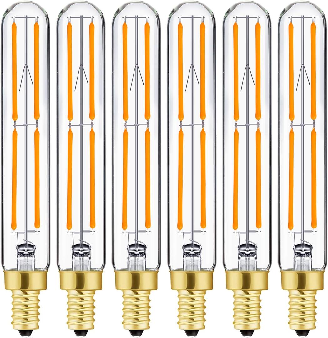E12 LED Bulb Dimmable 6W Equal Warm White 2700K T6 T6.5 E12 Candelabra Bulb 60 watt for Chandeliers,Ceiling Fan,Pendant,Wall sconces AC120V 600LM e12 Light Bulb 6Pack