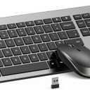 Wireless Keyboard and Mouse Combo - Full Size Slim Thin Wireless Keyboard Mouse with Numeric Keypad 2.4G Stable Connection Adjustable DPI (Grey & Black)